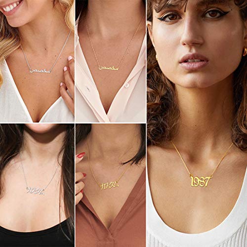 U7 Arabic Name Necklace Personalized Copper Script Nameplate Jewelry 18K Gold Plated Customized Pendant With Chain 16 Inch, Gift For Women Girls #TOP5