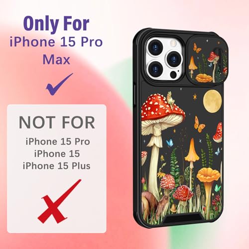 Image of Funermei (2in1 for iPhone 15 Pro Max Case for Women Girls Cute Phone Cover Butterfly Moon Girly Pretty Mushroom Aesthetic Design with Camera Cover Funda for Apple for iPhone 15 ProMax Cases 6.7 inch