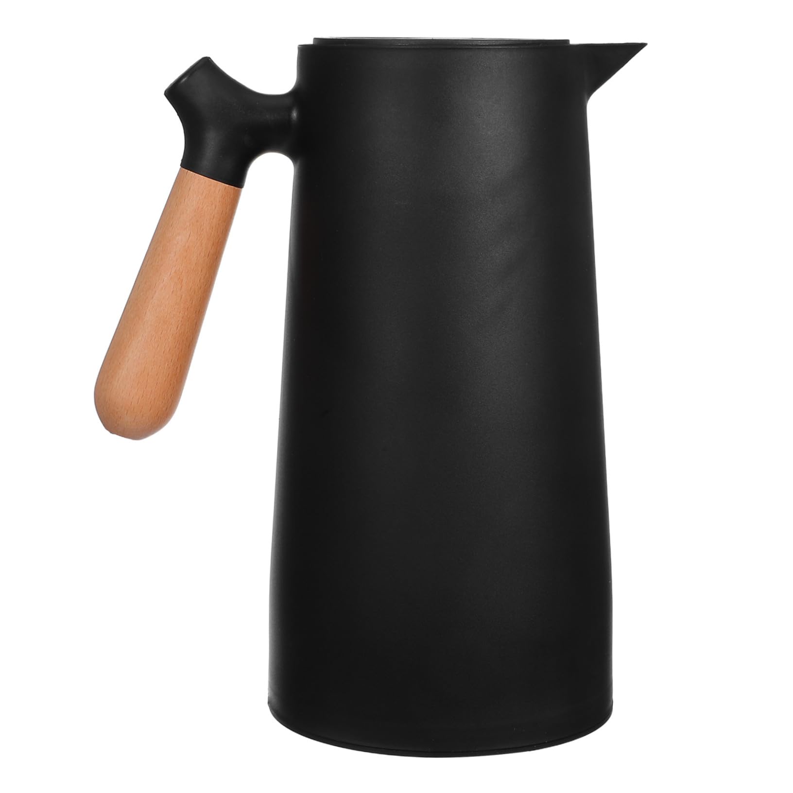 Bouteille Isotherme 1l Noire Coque Plastique et Poignée Bois