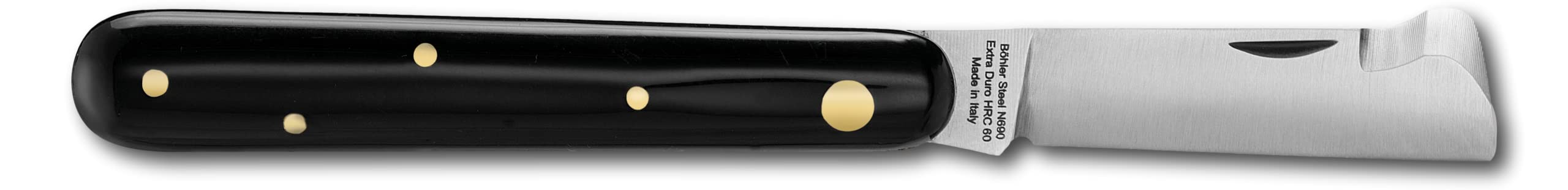 DUE BUOI 202AP Coltello da Innesto per Mancini Professionale Alberi da Frutto e Giardinaggio Acciaio Inossidabile Böhler N690 Manico in Plastica