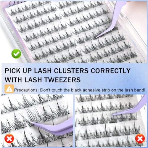 Image of MAYCREATE 120pcs Self Adhesive Lash Clusters, 10 /11mm Natural Fake Lashes Pre-glued False Eyelashes Kit with Tweezer, Fluff Cluster Eye Lashes for Women Girls Party Look DIY Eyelash Extensions Kit