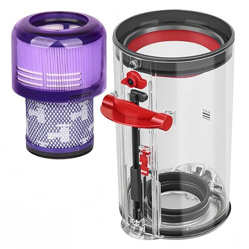 Canister Dust Bin and Filter Replacement Compatible With Dyson V11, V15, SV14, SV15, SV22 Vacuum Cleaners Bin Vacuum Dust Bucket HEPA Filter Attachments Part no. 970050-01/965443-01, NOT for Outsize