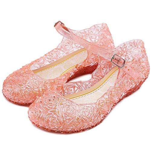 Image of techcity Princess Girls Sandals Dress Up Dance Party Cosplay Jelly Shoes for Kids Toddler Mary Janes
