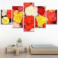 SIGNWIN 5 Panel Canvas Wall Art Modern Art Bouquet Colorful Cool Floral Group Multicolor Photography Realism Romantics for Home Decorations Ready to Hang - 60