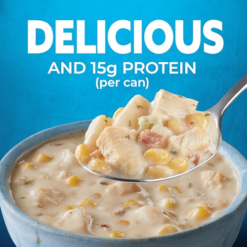 Image of Progresso Rich & Hearty Chicken Corn Chowder Canned Soup, 18.5 oz | Corn, Chicken, Potatoes, Celery & Onion in Creamy Broth, 190 Calories per 1-Cup Serving, No Artificial Flavors