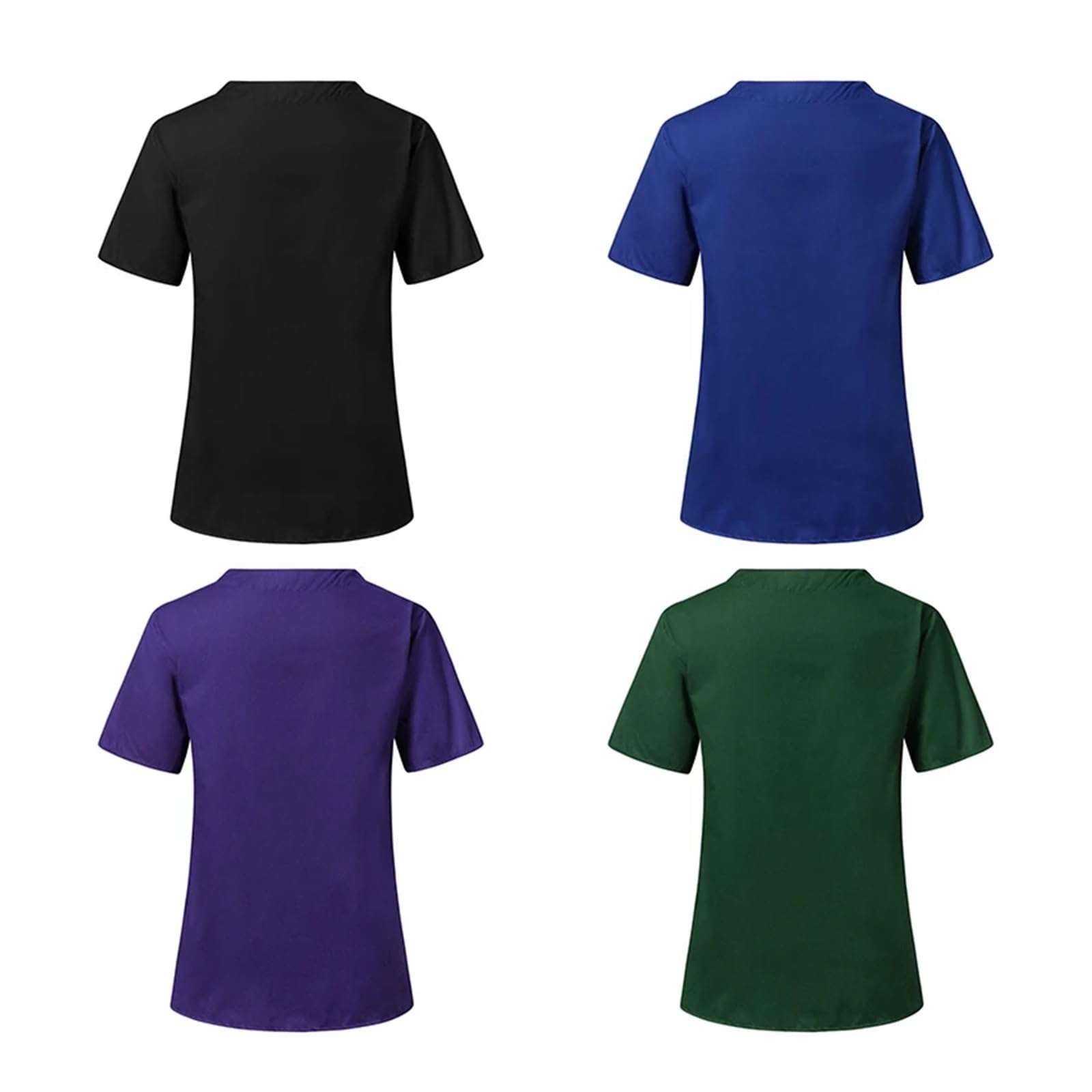 Blusa de Trabajo Informal Unisex de Manga Corta con Cuello en V y Bolsillos Grandes, Tallas XS-3XL(Green,XXL)