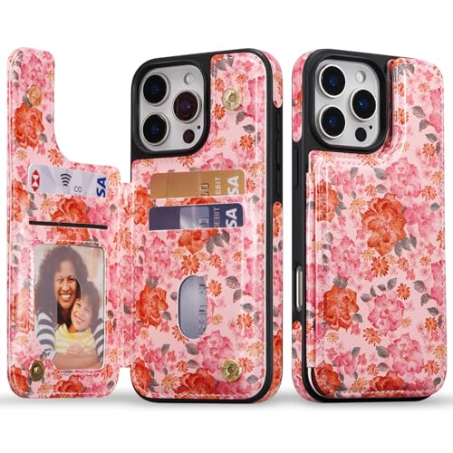 ZCDAYE Wallet Case with Card Holder for iPhone 13 Pro Max, Pink Flowers - image 1