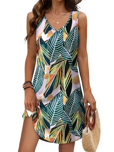 Image of Aokosor Womens Summer Dresses 2026 Loose V Neck Sleeveless Dress Sundresses Swimsuit Coverup Vacation Outfits