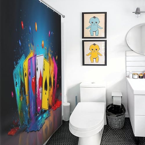 Rideau de douche poker en polyester imperméable lavable 140x183 cm - 3