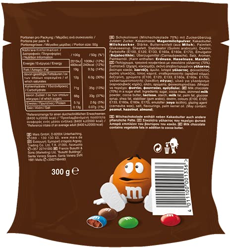 M&M'S CHOCO - Bonbons chocolat au lait - Sachet de 300g (Lot de 5)