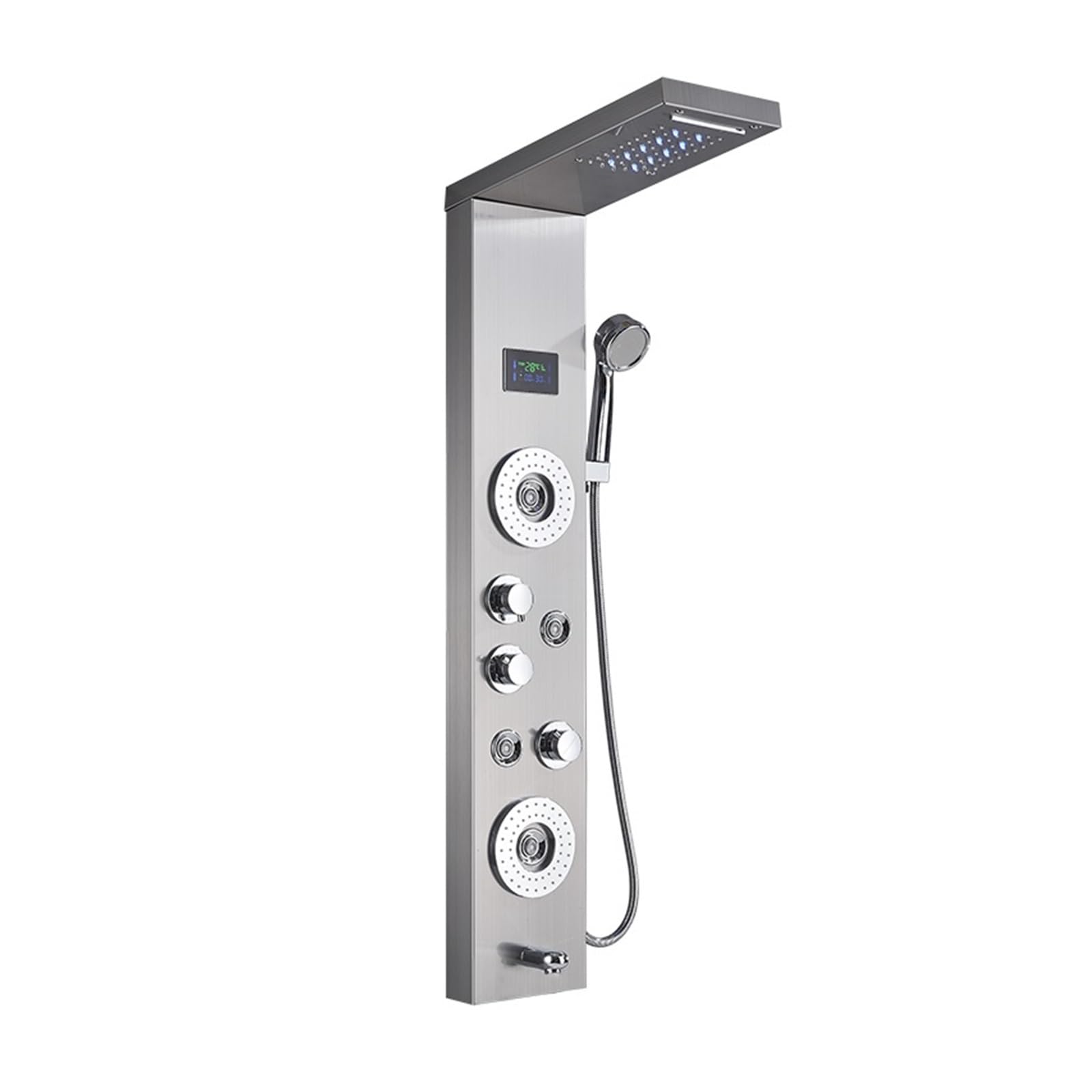 Doccia Digitale, Rubinetto for doccia da bagno nero/spazzolato di recente lusso, pannello a LED, miscelatore for vasca a colonna con schermo for la temperatura della doccetta(Black D)