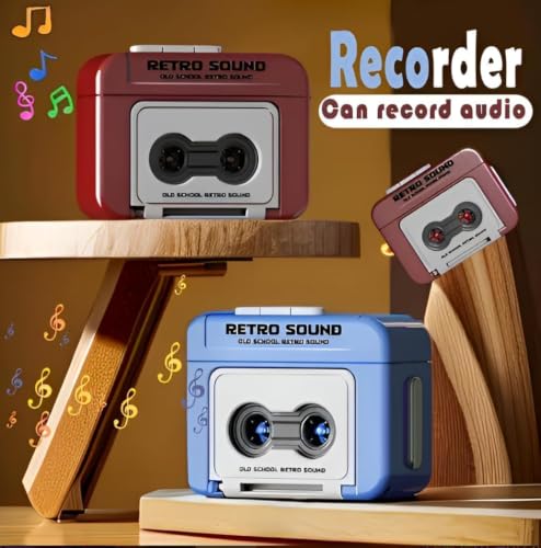 Image of Retro Sound Mini Voice Recorder Keychain - Cute Cassette Style Audio Recording Device with Playback | Portable Keychain Gadget for Bag, Car & Bike | Random Color (Blue /Brown)