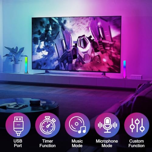 HOTUT Smart LED Light Bars,2 Packs TV Backlight Gaming Lights,Entertainment Lighting,RGB Flow Light Bars,Remote Control and App Control,Music Sync for PC,Ambient Lighting - Image 6