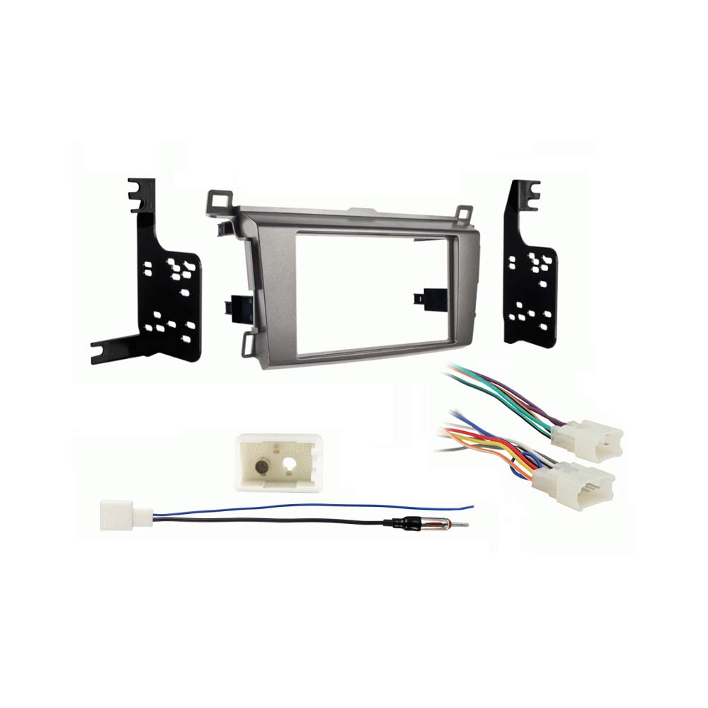 Harmony Audio Compatible with Toyota RAV4 2013 2014 2015 2016 Double DIN Stereo Harness Radio Install Dash Kit Package Polycarbonate (PC) Black
