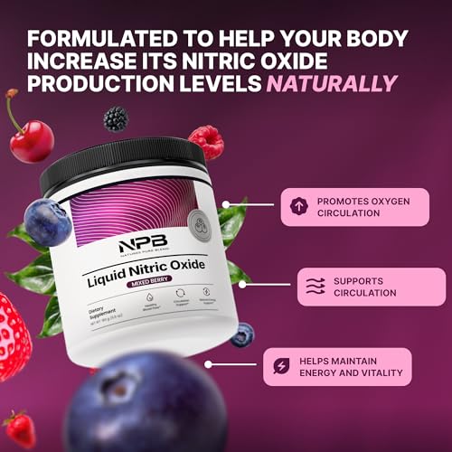 Image of Nature's Pure Blend Liquid Nitric Oxide Supplements for Men - L-Arginine Powder - Nitric Oxide Booster & Circulation Supplement - Blood Flow Support (Mixed Berry Nitric Oxide)