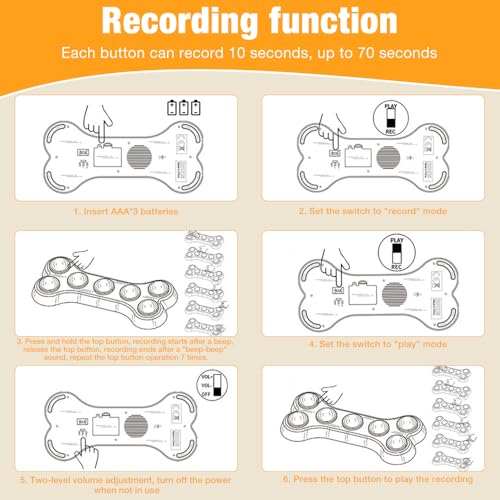 Hunde Buzzer Mit Aufnahmefunktion, Satz Von 7 Farben Hunde Kommunikation Button, Buzzer mit Sound, Hunde Buttons zum sprechen, Hundeknopf für die Kommunikation, Buttons Intelligenzspielzeug Für Hunde