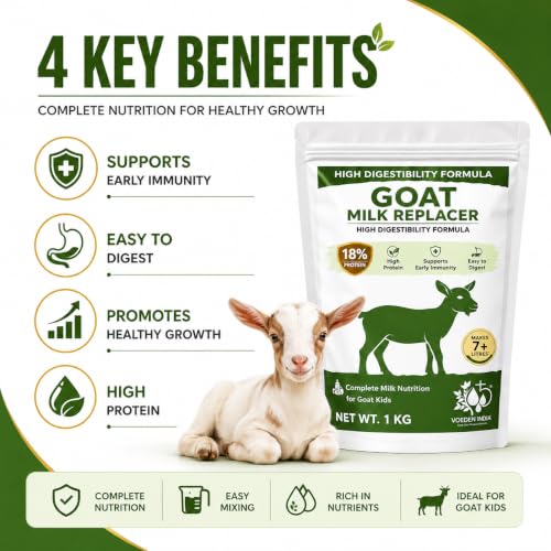 Image of Goat Milk Replacer Powder - 1kg | Milk replacer for Goat Kids and Sheeps | Vitamins and Minerals, Nutrient-Rich Formula - Bakra Feed