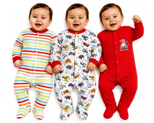 Image of EIO 100% Cotton Rompers /Sleep Suits /Jumpsuit /Night Suits for Baby Boys & Girls, Infants, New Born Pack of 3