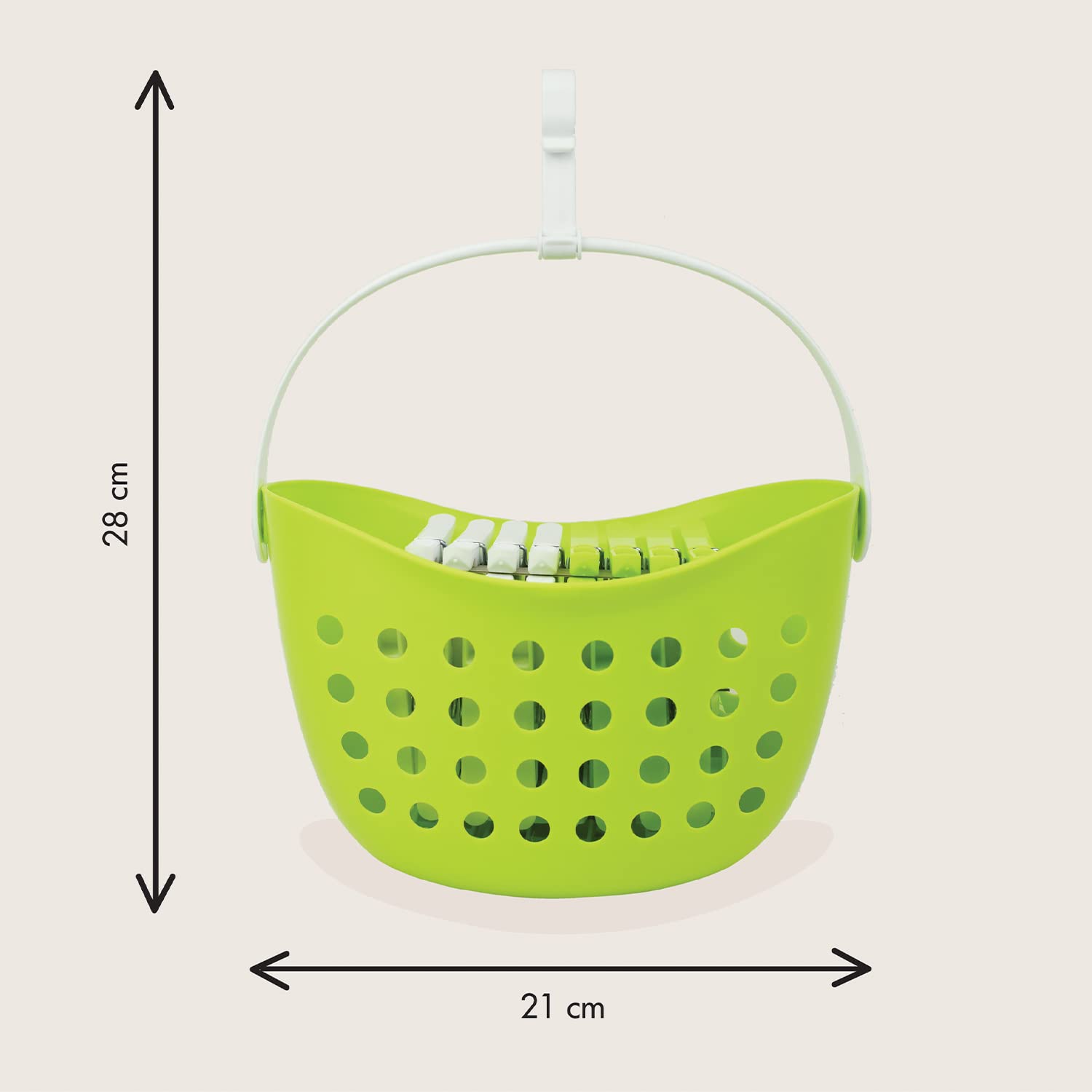 Cesta con 48 Pinzas Antiglante Recicladas - Fabricación Francesa - Cesta Verde - Pinzas Surtidas (Verde y Blanco)
