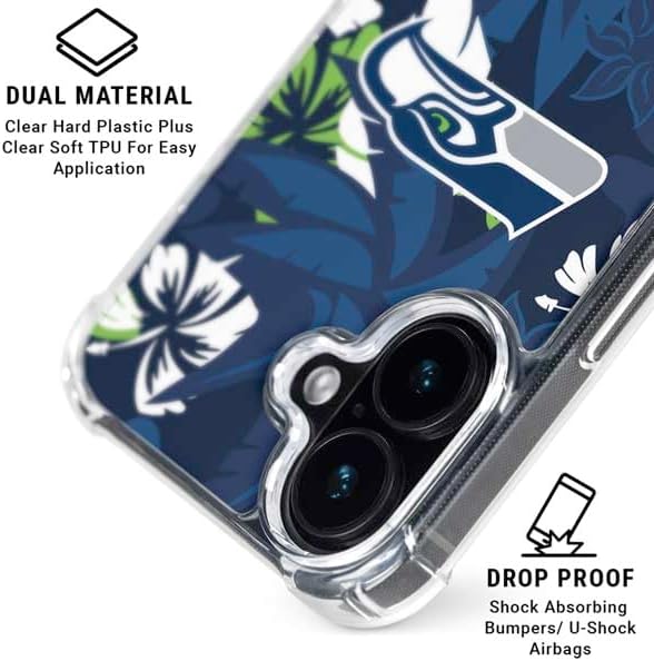 Skinit Phone Case Compatible with MagSafe iPhone 16 Plus - Officially Licensed NFL Seattle Seahawks Tropical Print Design