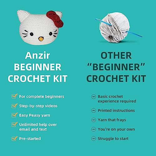 Crochet Kit for Beginners - Stitch Set with Start Crotcheting - Perfect Knitting Kit for Kids and Adults - Includes Easy-to-Follow Instructions and Crochet Kits