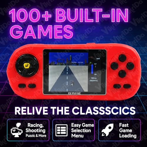 Image of VikriDA Caar Shape Handheld Game Video Game Console 620 Retro Games Support Connecting TV Game for Kids | Retro Mini Game for Kids, Rechargeable 8 Bit Classic - Multicolor