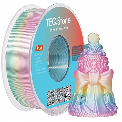 Image of Silk PLA Filament 1.75mm Multicolor (Pastel) 1KG, Shiny High Gloss Finish, Color Changes Per 10-13m, Perfectly Wound, Accuracy + /-0.02mm 3D Printer Filament Vacuum Packaging