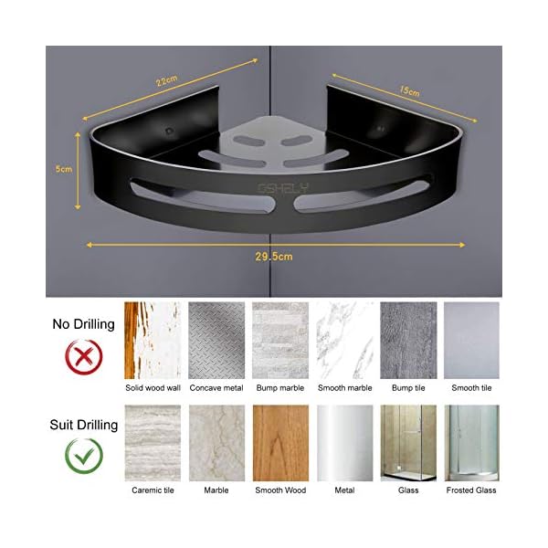OSHELY Shower Corner Shelf, Self Adhesive Bathroom Shelves No Drilling Wall Mounted Shower Caddy Storage for Bathroom Kitchen (2 Pack, Silver) - Image 7