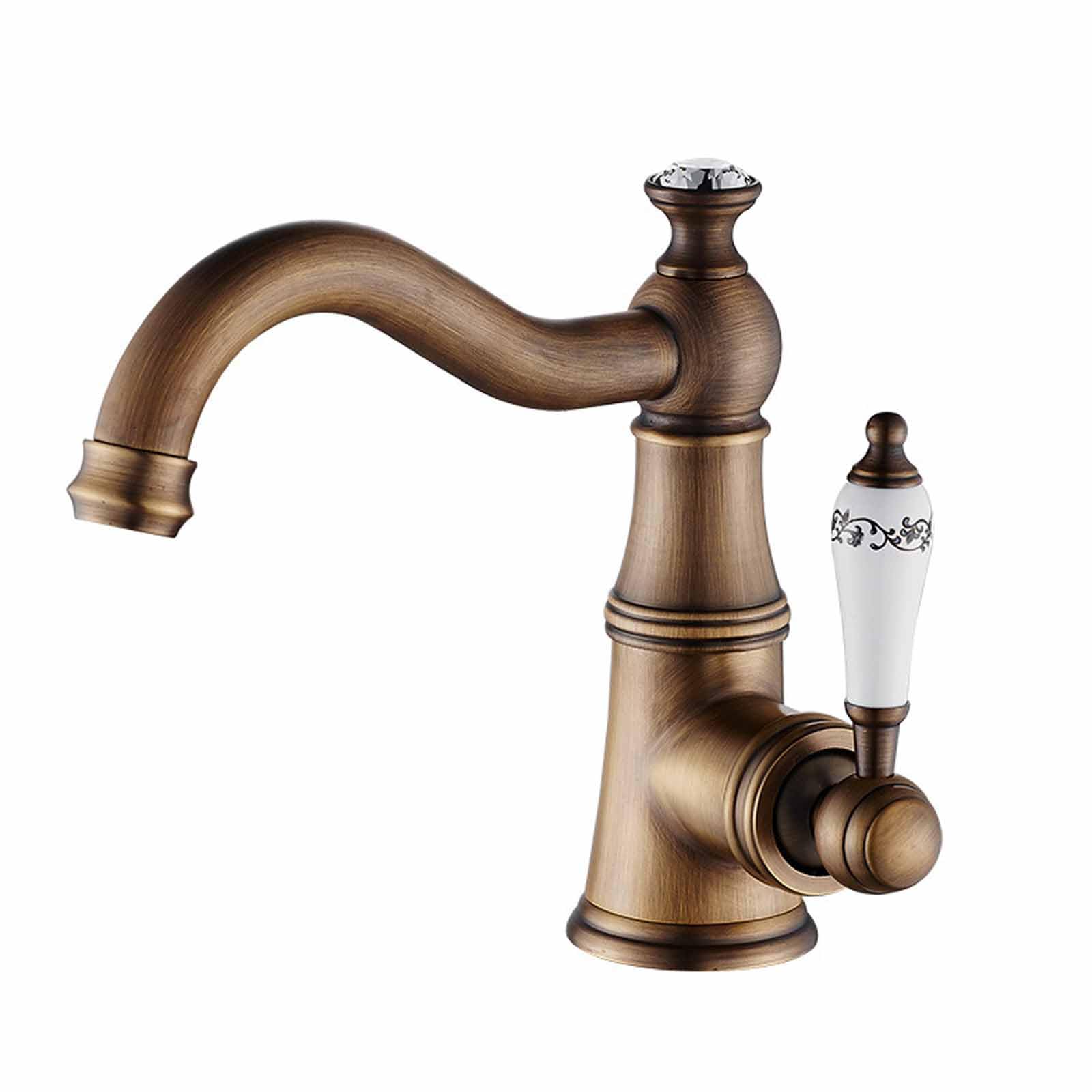 JRUIA Retro Style Bronze Kitchen Faucet, Bathroom Sink Faucet, Hot And Cold Water Supply, Bathroom And Kitchen Faucet