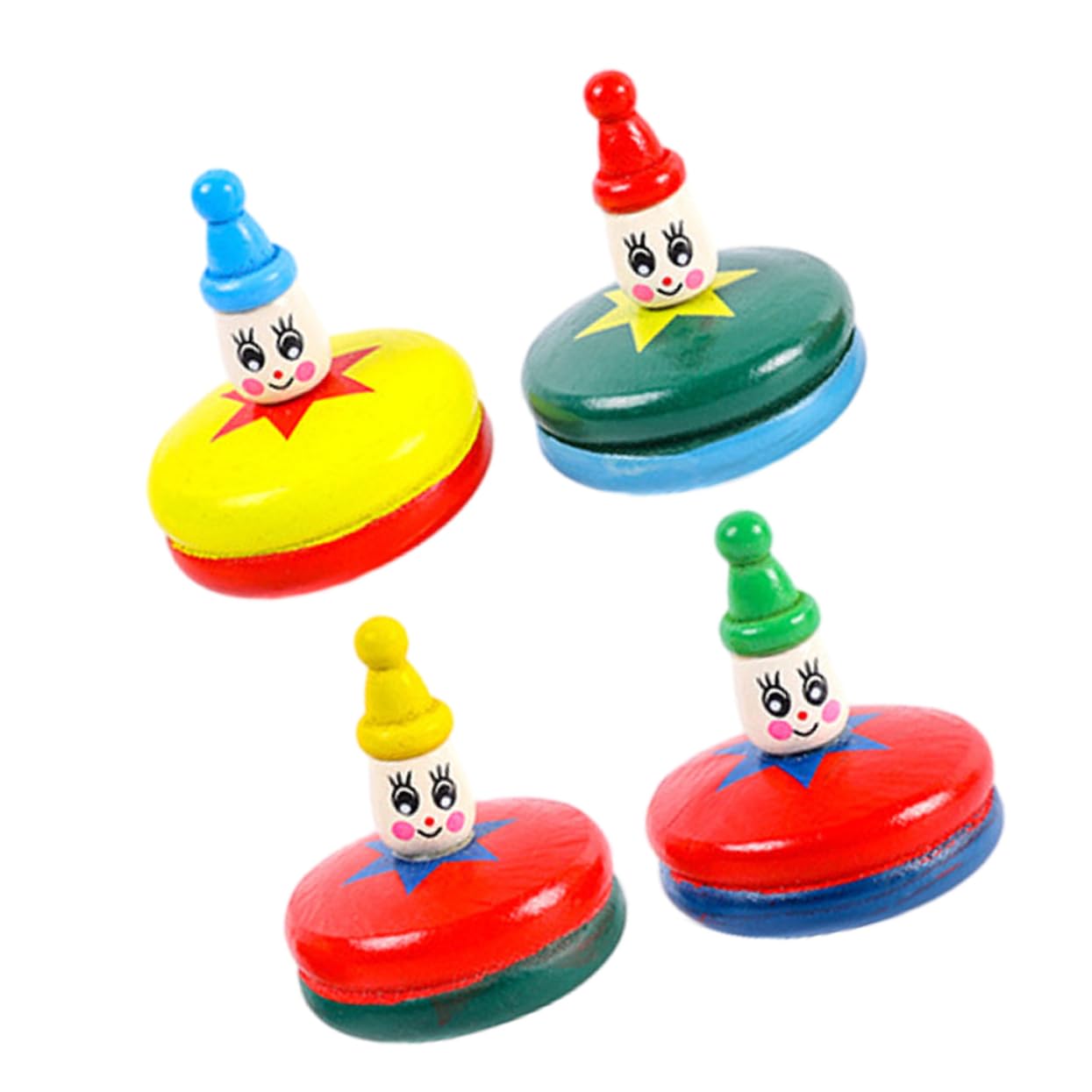 KONTONTY Mini Gyroscopes Toys 4pcs Wooden Gyro Wheel Toys for Boys and Girls for Boys and Girls