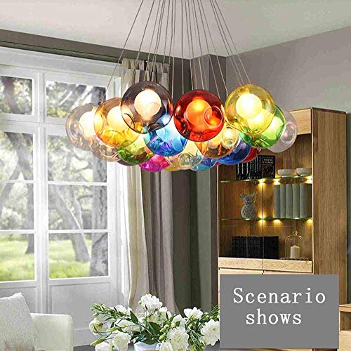 Plafonnier design en verre soufflé multicolore pour salon chic