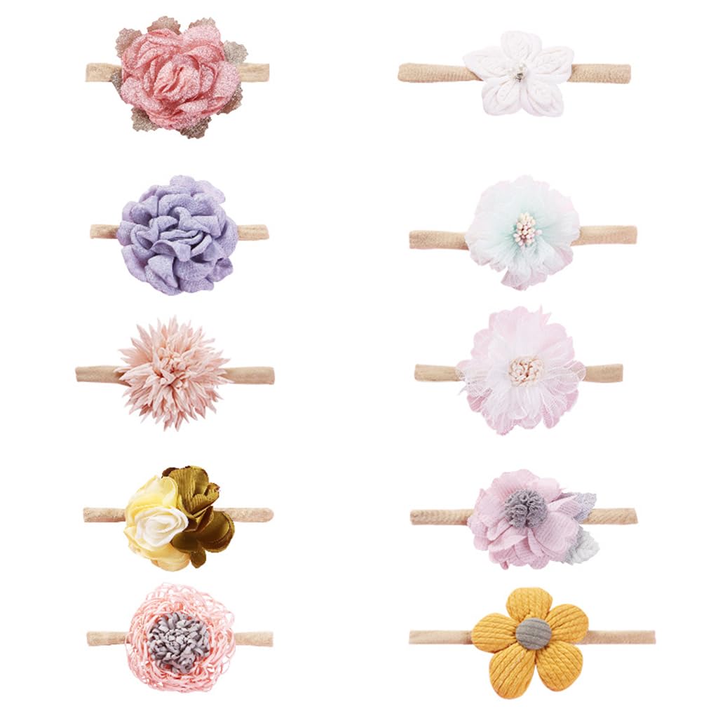palay PALAY® 10Pcs Baby Hair Band Flower Headband for Baby Girl, Soft Elastic Hair Bands for Babies, Handmade Cute Floral Baby Hair Band for Baby Girls Toddler, Shower Gift for New Born Baby Girl Boy-picture-41