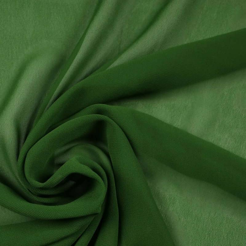 125 Colours Premium Plain Dyed Chiffon Fine Soft Georgette Sheer Dress Fabric (1 Metre, Dark Olive Green 6819)