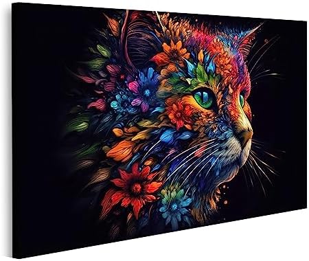 islandburner Imagen sobre lienzo Cabeza de Gato Hermosos Colores ...
