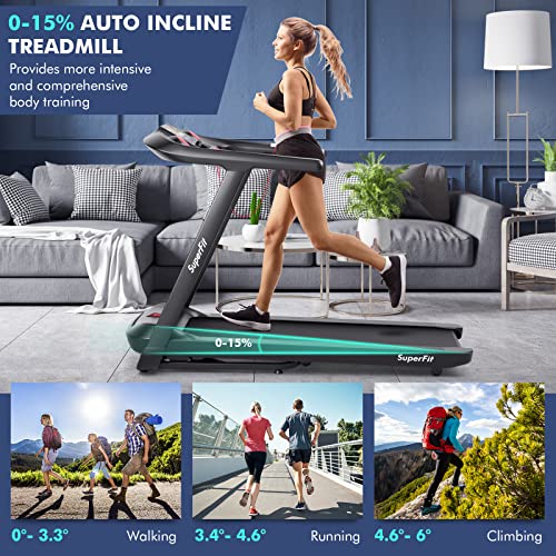 Image of Goplus 4.75HP Folding Treadmill with 15% Auto Incline, Electric Superfit Treadmill w /Voice and APP Control, 20 Preset Programs, LED Touch Screen, Walking Jogging Running Machine for Home Office