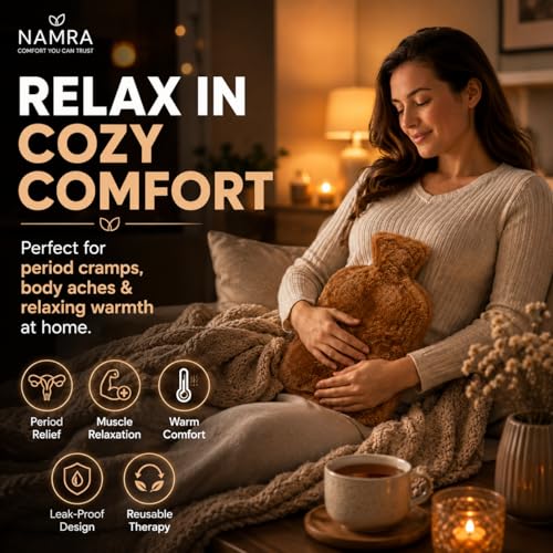 Image of Hot Water Bag Brown - Leakproof Heating Water Bottle for Warm Compress & Everyday Comfort | Long Heat Retention Hot & Cold Therapy Bag for Back, Neck & Relaxation (Brown 2000ml)