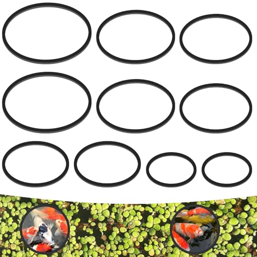 10 Pcs Fish Feeding Rings Set 5 Sizes Aquarium Round Feeder Ring for Fish Tank Aquarium Floating Plant Corral for Intercepts Floating Plants Black
