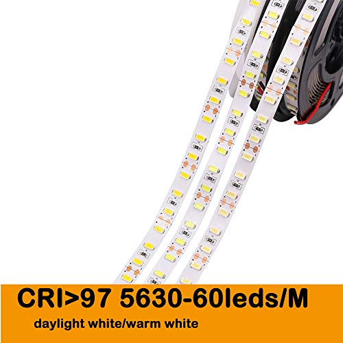 MARSWALL LED Strip CRI RA 97-99 SMD5630 16.4Ft(5M) 300LEDs 60LEDs/M DC12V 10mm White
