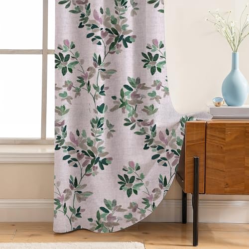 Image of LINENWALAS Printed Blackout Curtains for 6 Feet Window | Set of 2 | Floral Printed Drapes | Thermal Insulated, Room Darkening Panels with Grommet Hanging for Living Room (Pastel Petals)