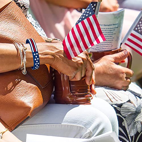 COYOUCO 10 Pack American Flag Bracelets -Thin Red Line Silicone Rubber Wristband Stretch Set for Americanism, Patriotic, Holiday, Army and Sport Fans, ndependence Day, Gifts for Teens Men Women 5