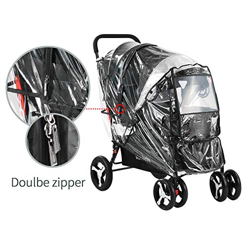 Double Stroller Rain Cover Universal, Baby Stroller Accessories, Twin Baby Travel Weather Shield, Windproof Waterproof, Protect from Dust Snow