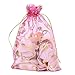 Pandahall 100 PCS 5x7 Inches Heart Printed Orchid Organza Bags Jewelry Pouch Bags Organza Velvet Drawstring Pouches Wedding Favors Candy Gift Bags