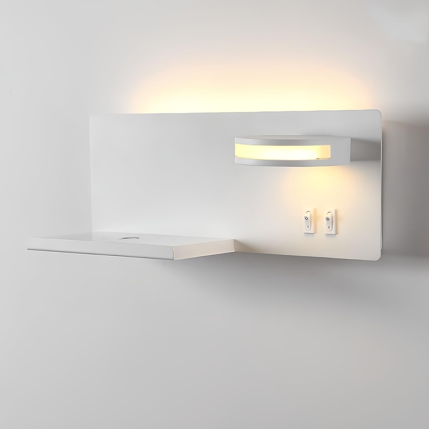 Lampada da Parete LED Moderna Ricarica Wireless e USB 30 cm x 12 cm Luce Notturna Orientabile per Camera da Letto Rotabile Applique Luce Notturna Illuminazioni per Pareti Bianco (A destra)