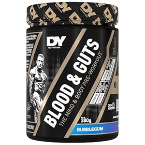 DY Nutrition – Blood and Guts Pre Workout Powder, 380g (Bubblegum) – High Strength Preworkout with 350mg Caffeine, Citrulline Malate, Beta Alanine, Arginine AKG, L-Tyrosine, Vitamin B3 for Men & Women