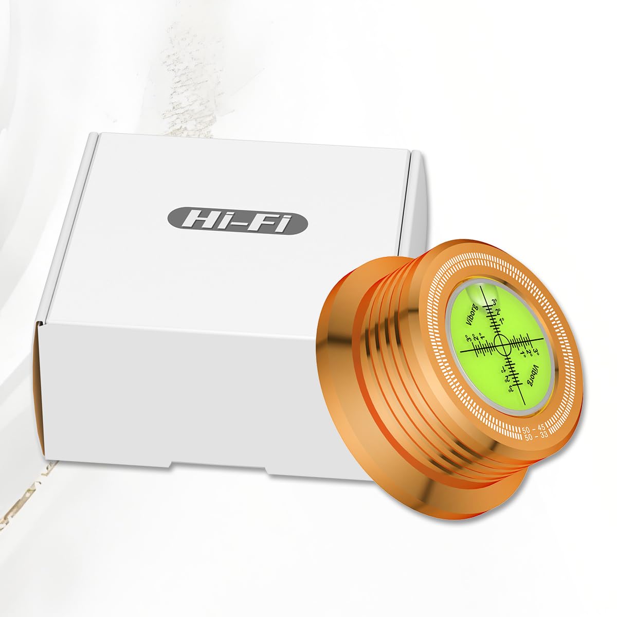 Viborg Golden 50HZ Pince à disque 3 en 1 avec libellule réglable LP vinyle Disque rotatif stable compensé pour vibrations Diamètre 77 mm Hauteur 33 mm