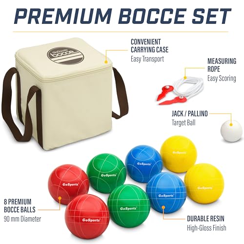 Image of GoSports 90 mm Bocce Ball Sets - Outdoor Lawn Game - Composite or Resin