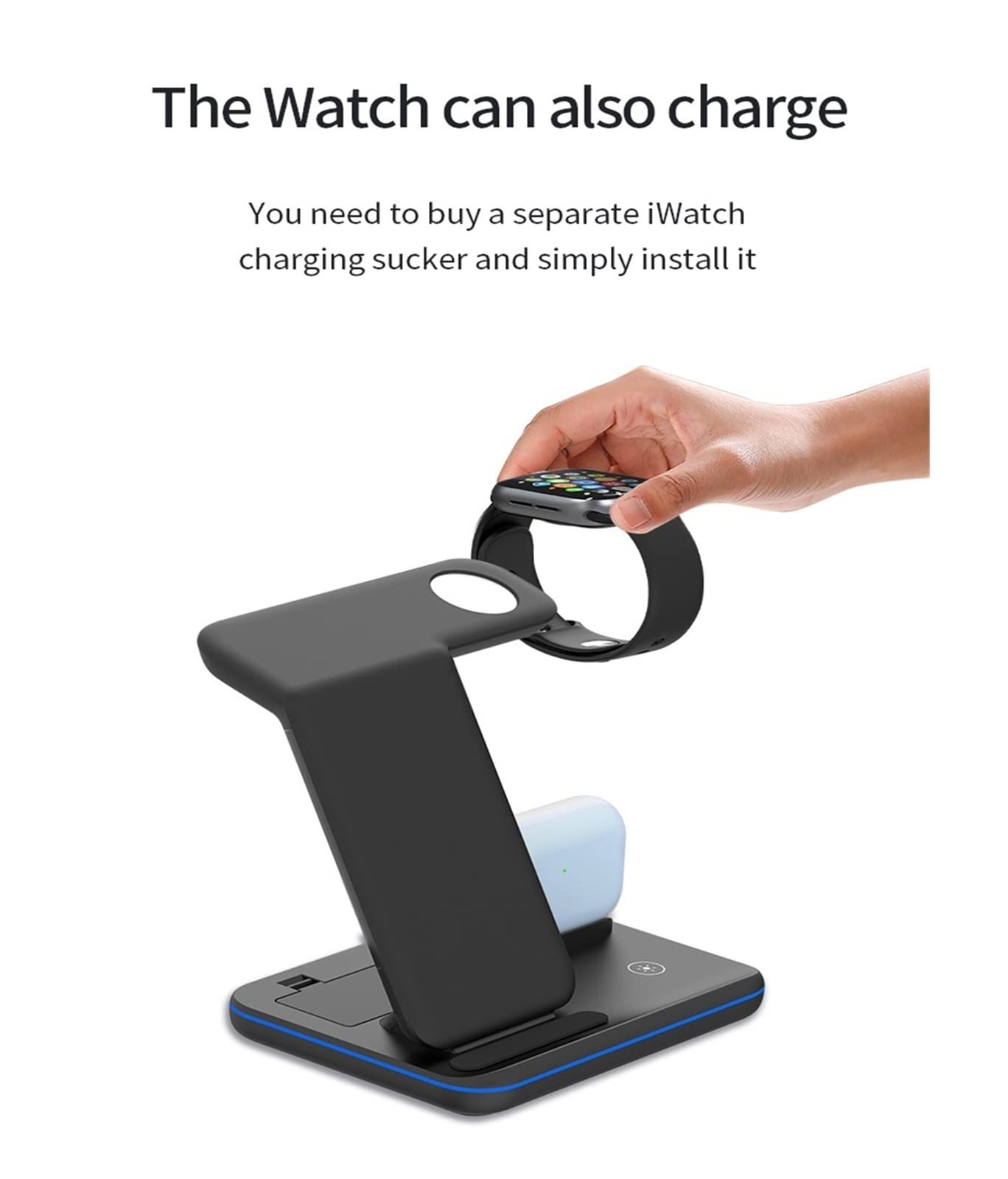 15W 3 en 1 Station de Charge Rapide Qi Chargeur sans Fil USB Charge Support téléphone for téléphones, Tablette Conception Portable