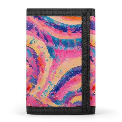 Tie-Dye Terrace Fields Spirals Trifold Wallets for Men Women Ultra Thin Card Holder Purse with Zip Coin Pocket