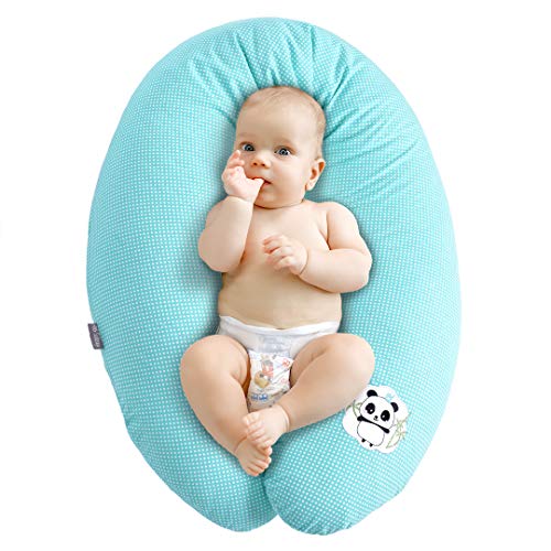 Sei Design - Cojín de lactancia (190 x 30 cm, 170 x 30 cm, funda con cremallera) 170 x 30 mint-Grün-Marienkäfer Talla:Füllung: EPS Mikroperlen