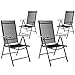 Produktbild 4er Set Klappstuhl schwarz 7-fach-verstellbar Gartenstuhl Aluminium Anthrazit mit Armlehne Hochlehner witterungsbeständig Rahmen anthrazit Balkonstuhl leicht stabil (Rahmenfarbe wählbar)